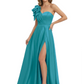 Elegant Mother of the Groom Dress A-Line Satin Formal Gown with High Slit Ruched Bodice