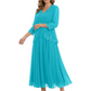 3/4 Sleeve Chiffon Mother of the Brides Dresses V-Neck Wedding Party Gowns