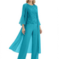 Elegant Pink 3-Piece Pant Set Trending 2026 Styles with Lace Wide-Leg Pants