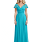 Mother of the Bride Dress Cap Sleeves and V-Neckline with Embroidered Lace Shoulders