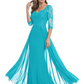 Luxury Burgundy Formal Dress Embroidered Lace Bodice Flowy Chiffon Gown 2026