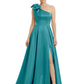 Luxury Bow Black Formal Dress One-Shoulder A-Line Gowns with Sexy Side Slit 2026