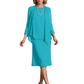 3 PCS Knee-Length Mother of Bride Dresses Prom Dress Evening Dress with Sheer Sleeves and Jacket