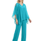 V-Neck Chiffon Mother of the Brides Dresses Plus Size Jacket Suits Wedding