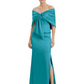 Formal Floor-Length Mother of the Bride Gown Satin Maxi Dress with Bow Neckline