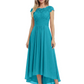 Elegant Evening Gown Trending 2026 Styles with Cap Sleeves High-Low Skirt