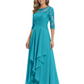 3/4 Sleeve Mother of the Bride Dress with Lace Embroidery High-Low Hem 2026