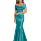 Luxury Emerald Formal Dress Off-the-Shoulder Satin Gown Trumpet Silhouette