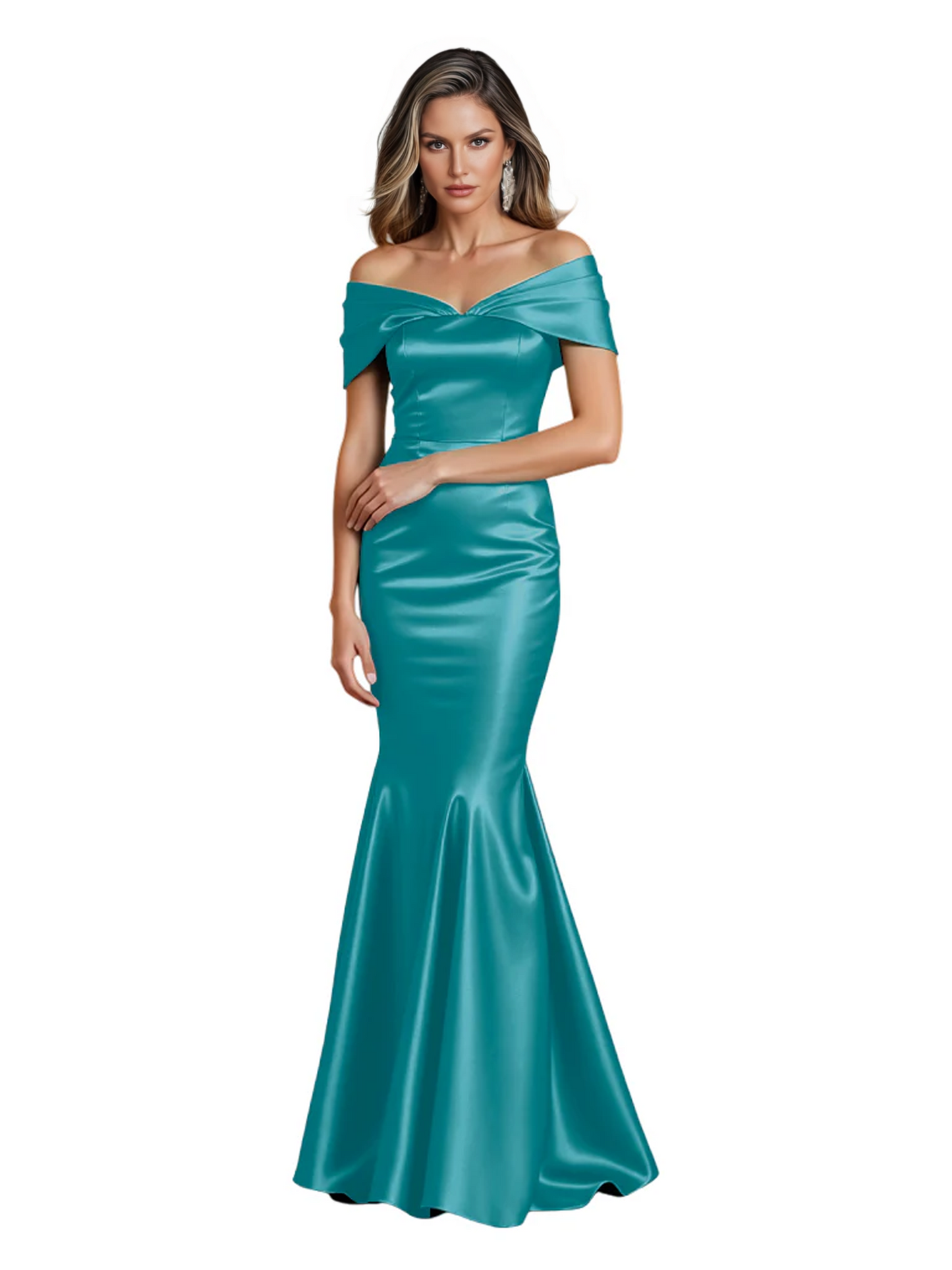 Luxury Emerald Formal Dress Off-the-Shoulder Satin Gown Trumpet Silhouette