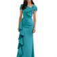Elegant Mother of Bride Dress Formal Gowns Mermaid Ruffle Floor Length Asymmetric Neckline