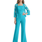 Mother of the Bride Jumpsuit with Lace Jacket 3/4 Sleeve Formal Pant Suit