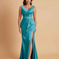 Elegant V Neck Soft Satin Side Slit Floor-Length Mermaid Bridesmaid Dresses