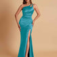 Sexy Soft Satin Mermaid One Shoulder Floor-Length Mermaid Bridesmaid Dresses
