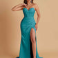 Elegant Soft Satin Mermaid V-neck Side Slit Floor-Length Bridesmaid Dresses Online