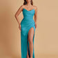 Sexy Soft Satin Mermaid V-neck Side Slit Floor-Length Bridesmaid Dresses Online