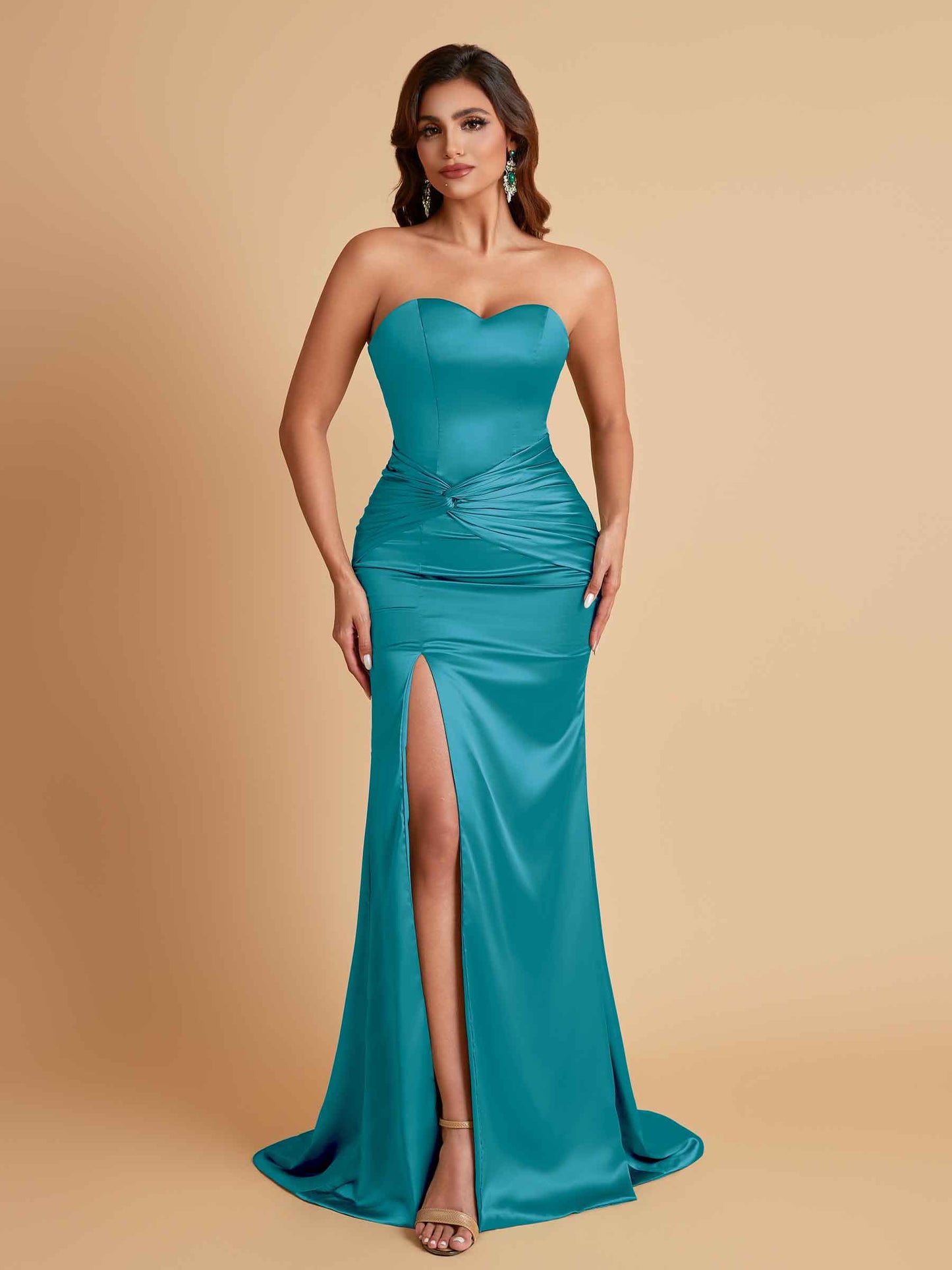 Sexy Soft Satin Mermaid Sweetheart Floor-Length Mermaid Bridesmaid Dresses
