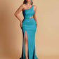 Gorgeous One Shoulder Soft Satin Side Slit Floor-Length Mermaid Bridesmaid Dresses