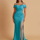 Sexy Soft Satin Mermaid Cold Shoulder Side Slit Floor-Length Bridesmaid Dresses Online