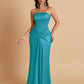 Sexy Soft Satin Mermaid Strapless Floor-Length Mermaid Bridesmaid Dresses
