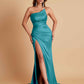 Gorgeous Strapless Soft Satin Side Slit Floor-Length Mermaid Bridesmaid Dresses