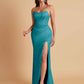 Sexy Strapless Soft Satin Side Slit Floor-Length Mermaid Bridesmaid Dresses