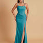 Gorgeous Spaghetti Straps Soft Satin Side Slit Floor-Length Mermaid Bridesmaid Dresses