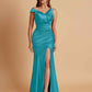 Sexy Soft Satin Mermaid V-neck Floor-Length Mermaid Bridesmaid Dresses