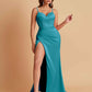 Simple Soft Satin Mermaid V-neck Floor-Length Mermaid Bridesmaid Dresses