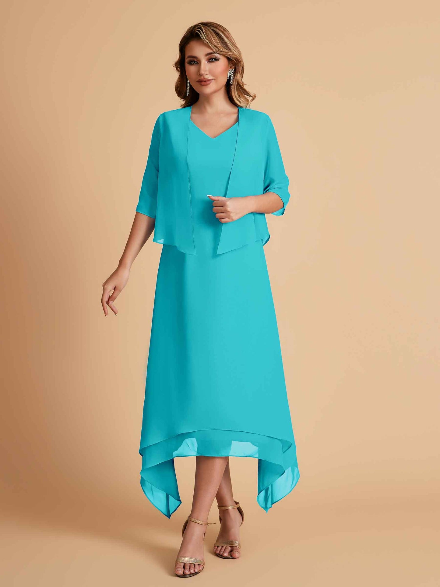 Elegant A-line Chiffon Short Sleeves Mother of the Brides Dresses Online