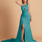 Sexy Satin Mermaid One Shoulder Side Slit Long Bridesmaid Dresses