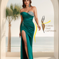 Sexy Soft Satin Mermaid One Shoulder Side Slit Floor-Length Mermaid Bridesmaid Dresses