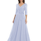 Chiffon Mother of the Bride Dress with Sequin V-Neck and Elegant Bow Sash