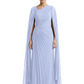 Elegant Asymmetric Neck Long A-Line Chiffon Mother of the Brides Dresses Mom Outfit with Cape