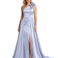 One Shoulder Sleeveless Mother of the Brides Dresses Floor Length Slit With Train
