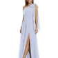 One-Shoulder Mother of the Bride Dress Chiffon Gown with Long Sash Detail