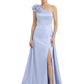 One Shoulder Mother of the Bride Dress with 3D Floral Detail Formal Dress A-Line Gowns with Slit