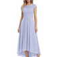 Elegant Evening Gown Trending 2026 Styles with Cap Sleeves High-Low Skirt