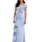 Elegant Mother of Bride Dress Formal Gowns Mermaid Ruffle Floor Length Asymmetric Neckline