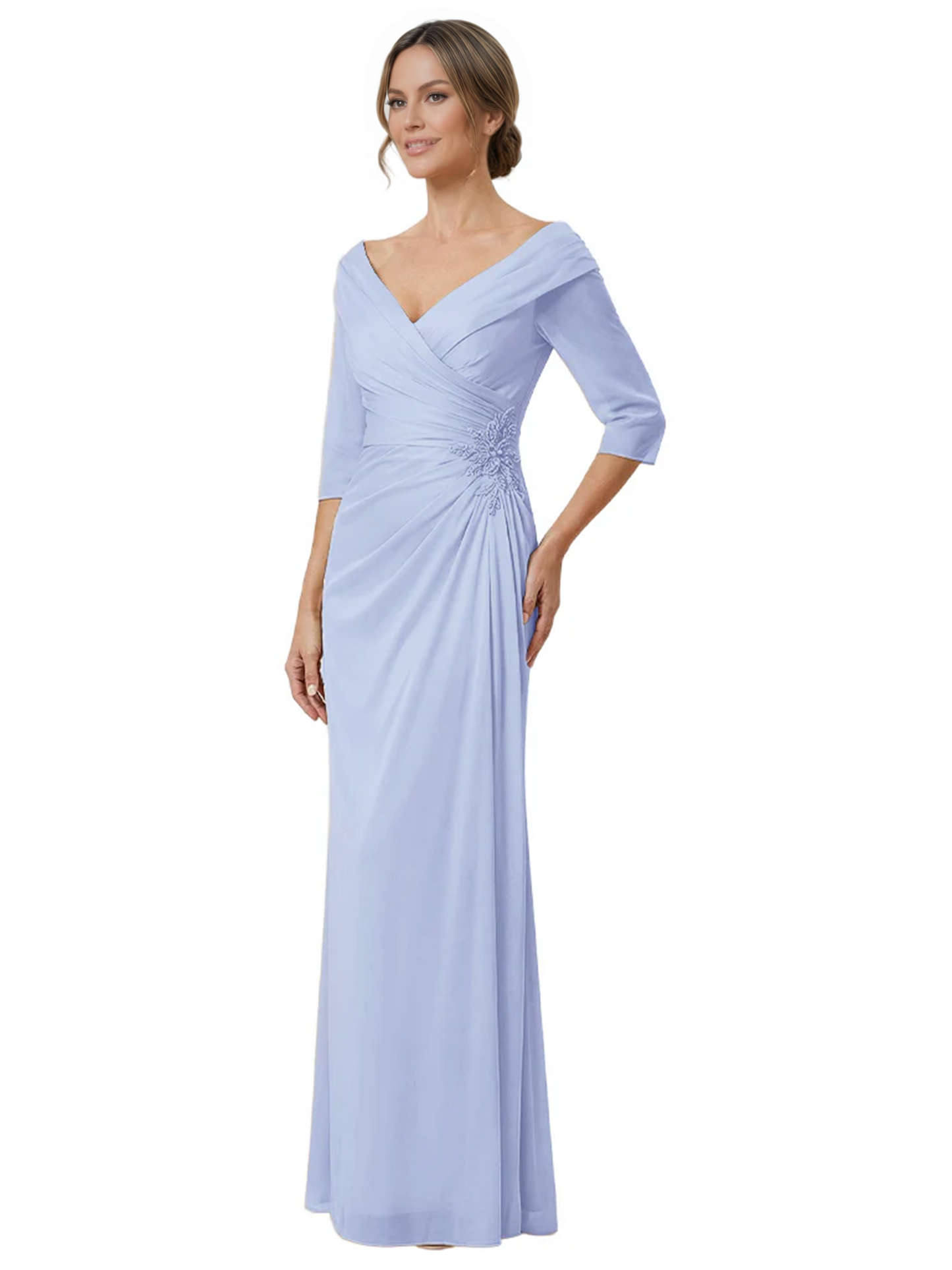 Elegant 3/4 Sleeve Mother of the Brides Dresses Mom Outfits Wedding Satin