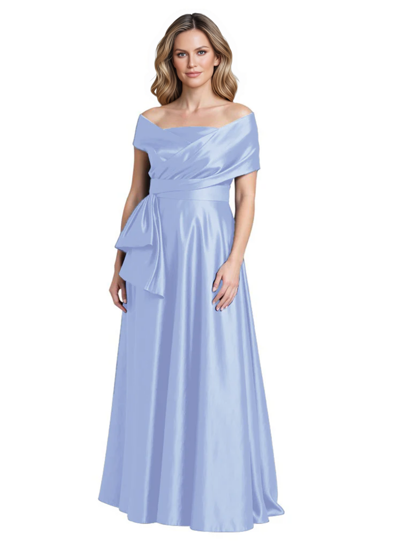 Formal Floor-Length Mother of the Bride Gown Sleeveless Satin Maxi Dress with Drape