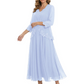 3/4 Sleeve Chiffon Mother of the Brides Dresses V-Neck Wedding Party Gowns
