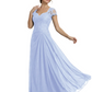 Long A-line Chiffon Short Sleeves Mother of the Brides Dresses Lace Wedding