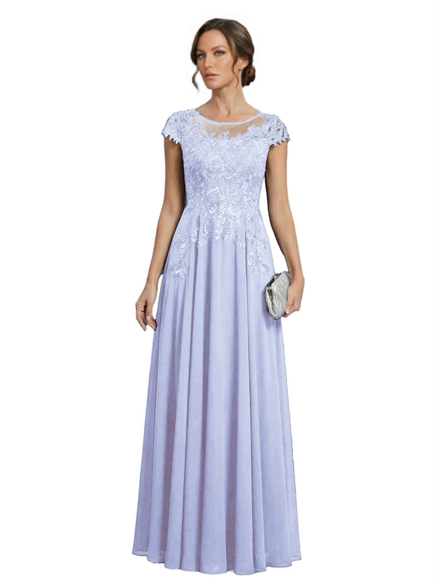 Chic Long A-Line Chiffon Mother of the Brides Dresses Sequin Mom Outfits For Wedding