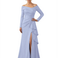 Elegant Mother of the Groom Dress Cascading Ruffle Satin Gown with High Slit Long Sleeves