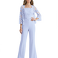 Mother of the Bride Jumpsuit with Lace Jacket 3/4 Sleeve Formal Pant Suit