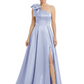 Luxury Bow Black Formal Dress One-Shoulder A-Line Gowns with Sexy Side Slit 2026