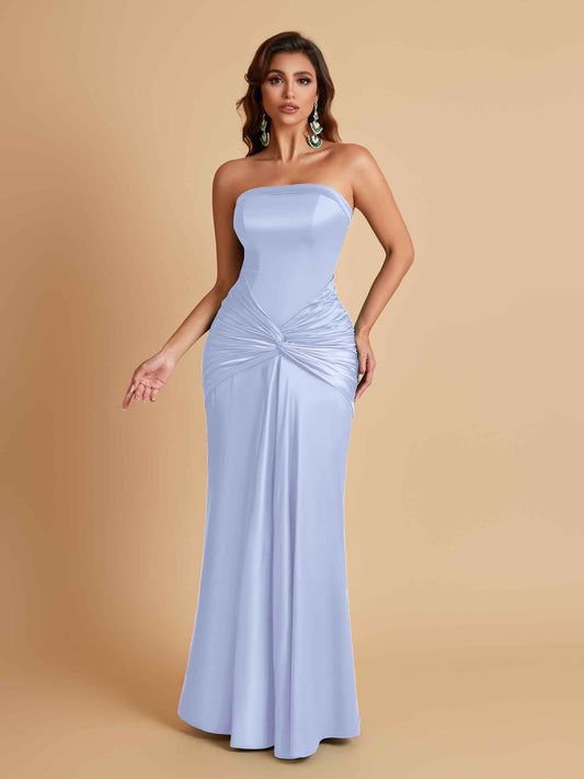 Sexy Soft Satin Mermaid Strapless Floor-Length Mermaid Bridesmaid Dresses