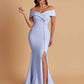 Elegant Soft Satin Mermaid Off Shoulder Side Slit Floor-Length Bridesmaid Dresses