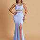 Sexy Soft Satin Mermaid Illusion Side Slit Floor-Length Bridesmaid Dresses Online