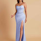 Sexy Strapless Soft Satin Side Slit Floor-Length Mermaid Bridesmaid Dresses